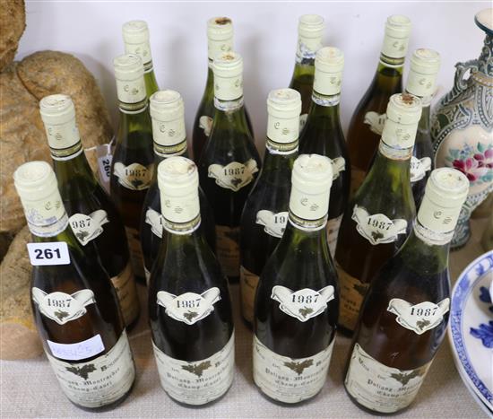 Eighteen bottles of Etienne Sauzet Puligny Montrachet Ler Cru Champ Canel 1987